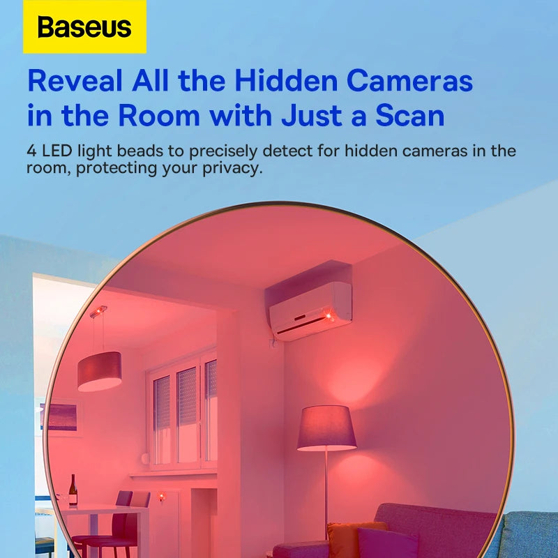 Baseus Hidden Camera Detector Pinhole Infrared Lens Detection Gadget Mini Spy Camera Finder Anti-Peeping Security Protection