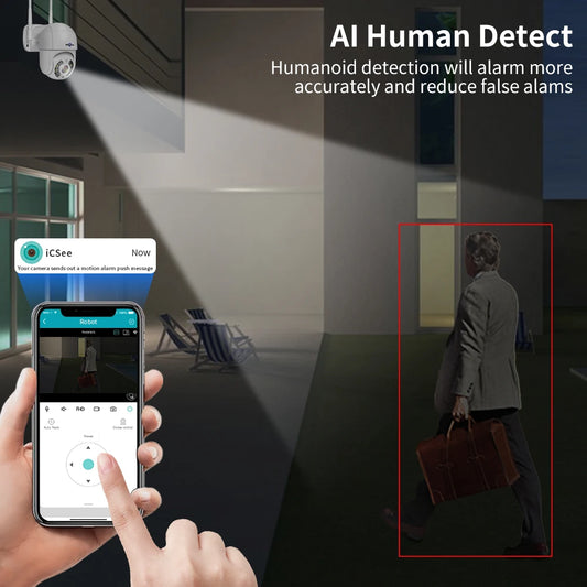 Hiseeu 8MP 4K PTZ Wifi Camera 5x Digital Zoom Ai Human Detect Auto Tracking ONVIF Wireless Outdoor Surveillance Camera iCSee App