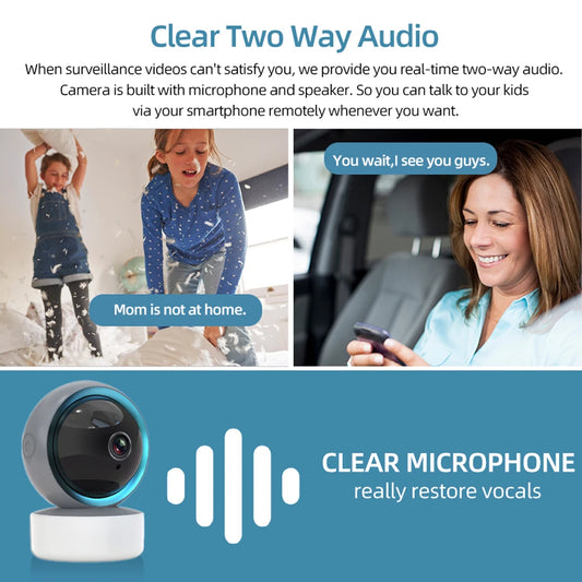 5MP Tuya Wifi Baby Monitor Auto Tracking Video Surveillance Mini Cameras Two Way Audio Cloud Smart Life Home Security Protection