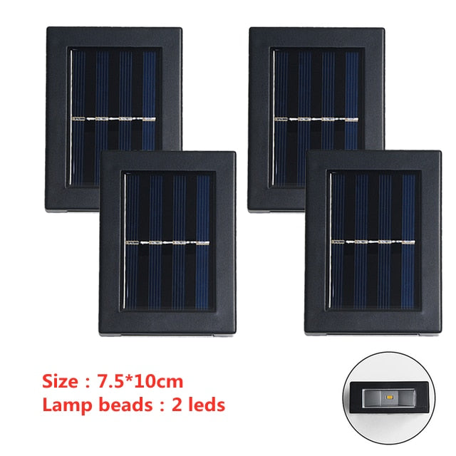 6 LED Solar Lights Outdoor Waterproof Up and Down Luminous Lighting Wall Lamp
