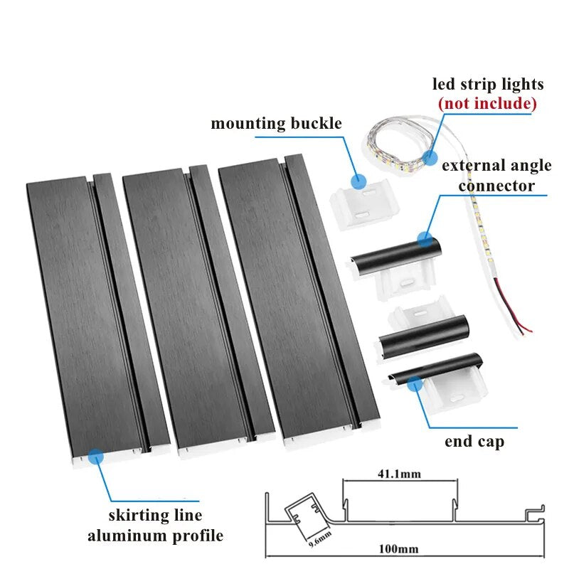 Skirting Line Aluminum Profiles LED Surface Mounted Baseboard