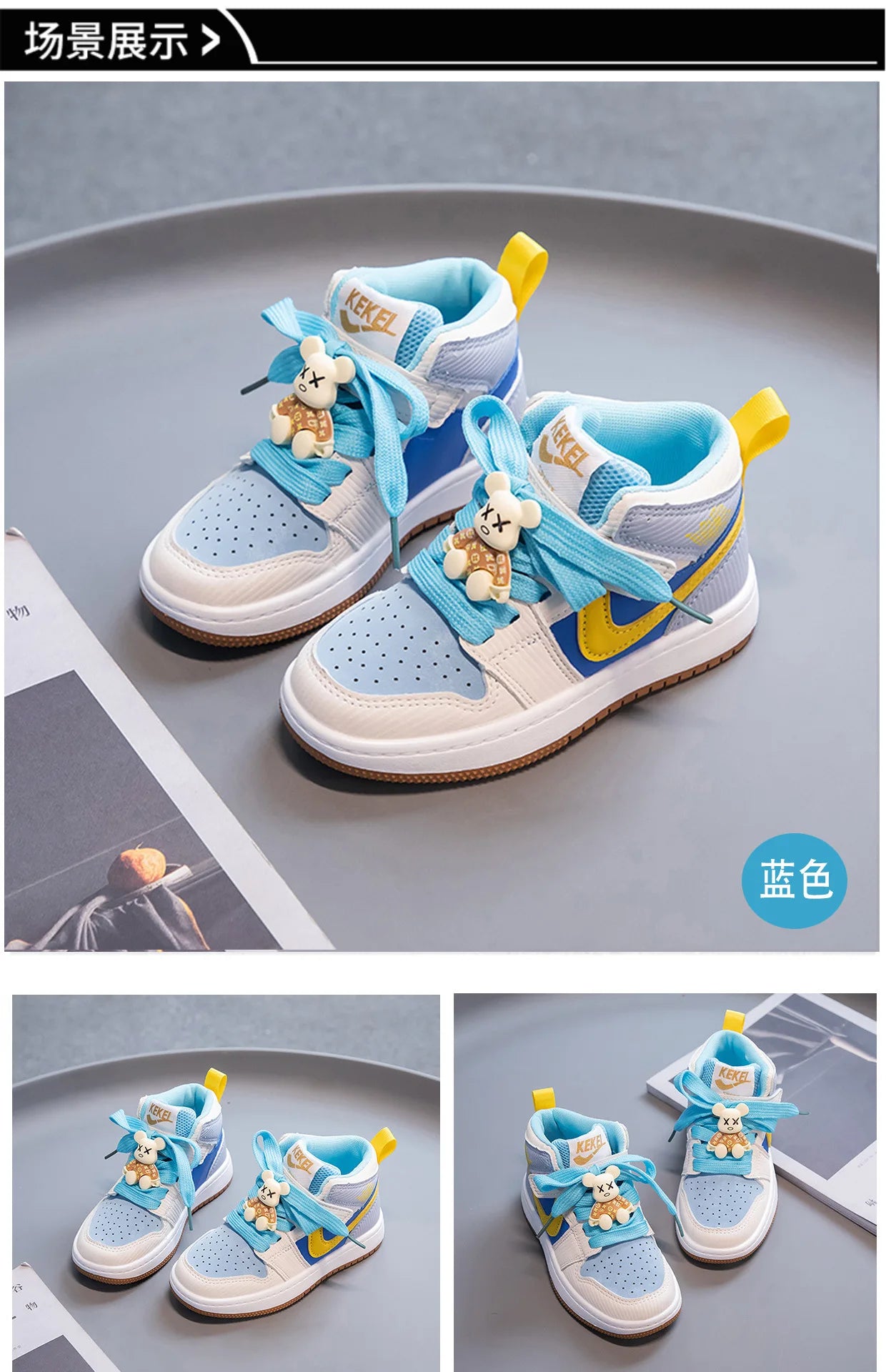 Girls' Sneakers New Boys' Non-Slip Sneakers Middle and Big Children's High-Top Running Shoes