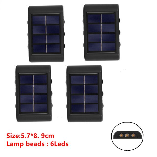 6 LED Solar Lights Outdoor Waterproof Up and Down Luminous Lighting Wall Lamp