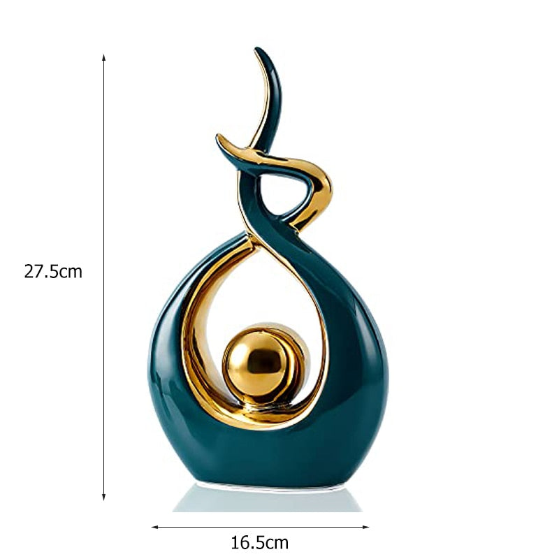 Abstract Ceramic Golden Statue Home Decoration