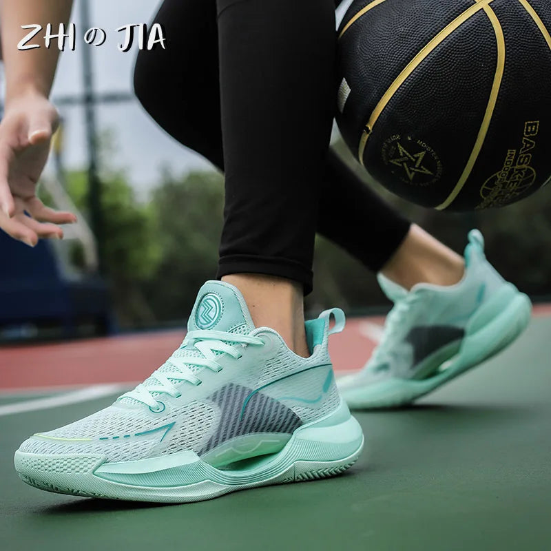 New High Quality Glow Ultra Light Basketball Shoe Mesh Breathable Fashionable Basketball Shoes Young Men Women Outdoor Sneaker