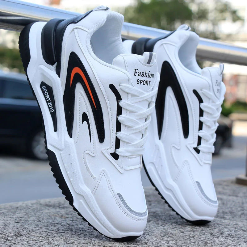 2023 Autumn New Men's Leather Sneakers Fashionable and Comfortable Casual Men's Shoes Outdoor Non-slip Running Shoes