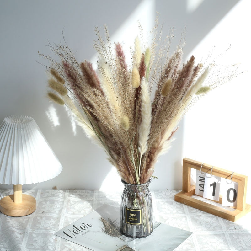 80PCS Natural Dried Pampa Grass Bouquet Decoration