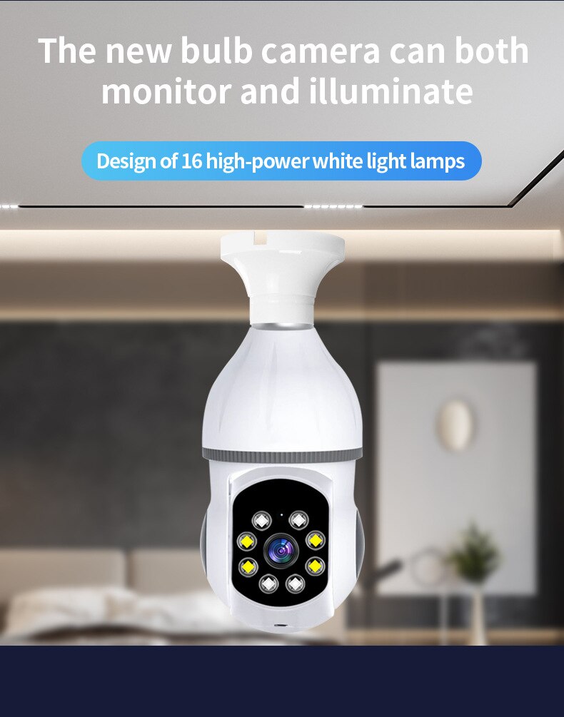 Wireless PTZ IP Detection Bulb Security CCTV Baby Monitor Camera