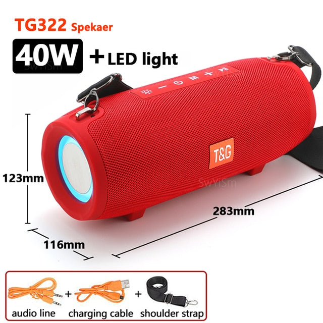 40W High Power TG322 LED Bluetooth Waterproof Portable Speakers
