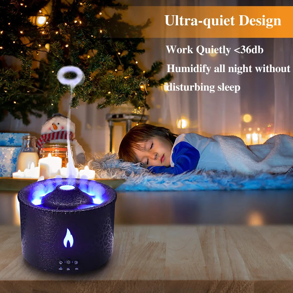 Volcano Flame Ultrasonic Air Humidifier Essential Oil Aroma Diffuser