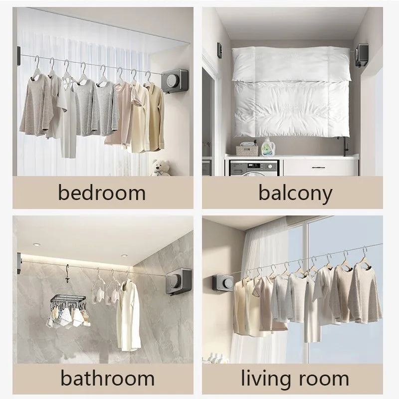 Wall-mounted Retractable Clothesline Laundry Hanger