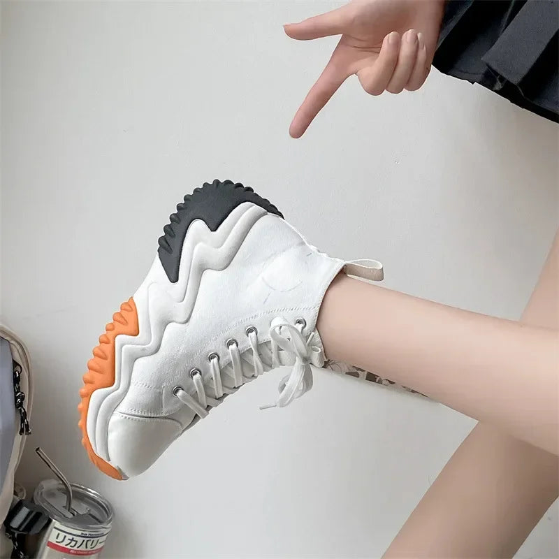 High Top Canvas Shoes Women 2023 New Wave Increase Small White Shoes Casual Small Platform Shoes Platform Shoes Shoes for Women