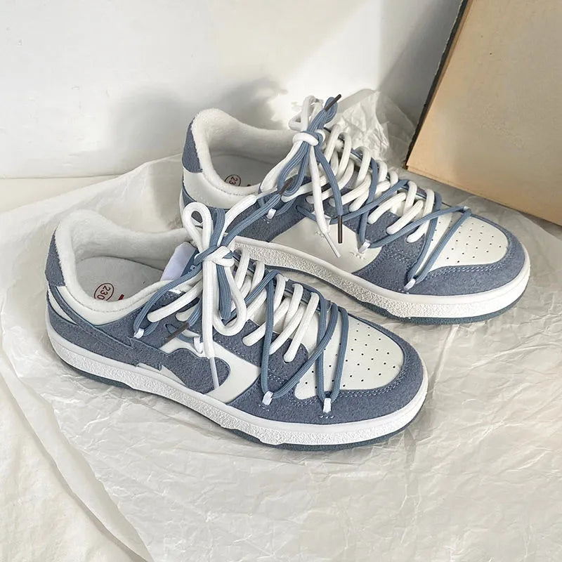 y2k Luxury Sneakers Heart Fashion Women Casuals Basketball Style Sneakers 2022 New Couple Trend Lace-up White Blue Shoes Sport