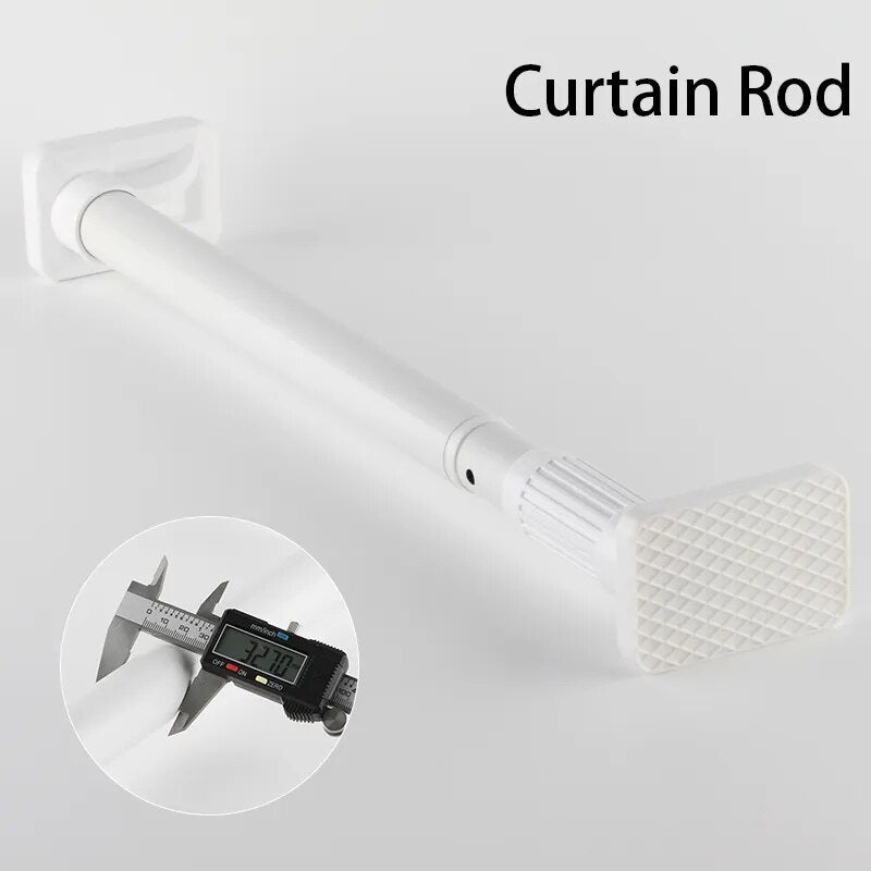 White Black Shower Curtain Rod Tension Telescopic Rod No Drill