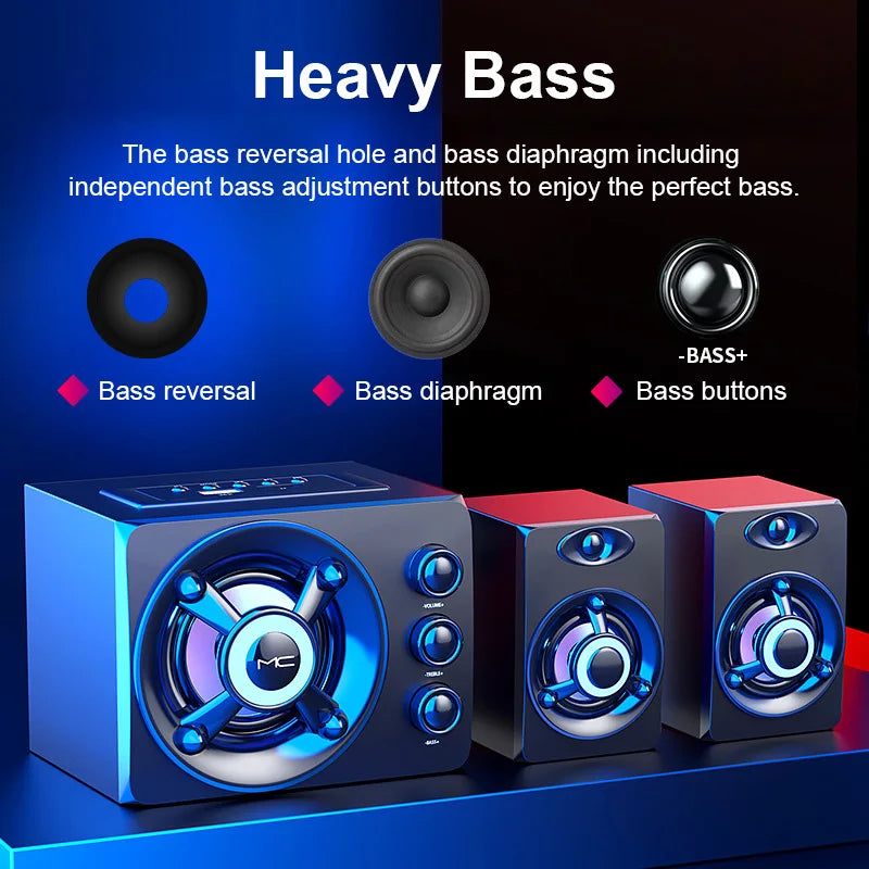 HIFI 3D Stereo Speakers Colorful LED Light Heavy Bass
