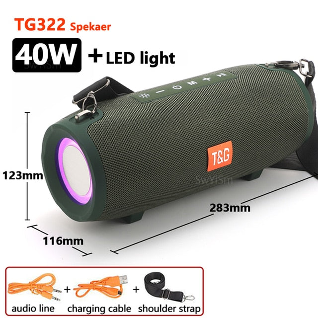 40W High Power TG322 LED Bluetooth Waterproof Portable Speakers