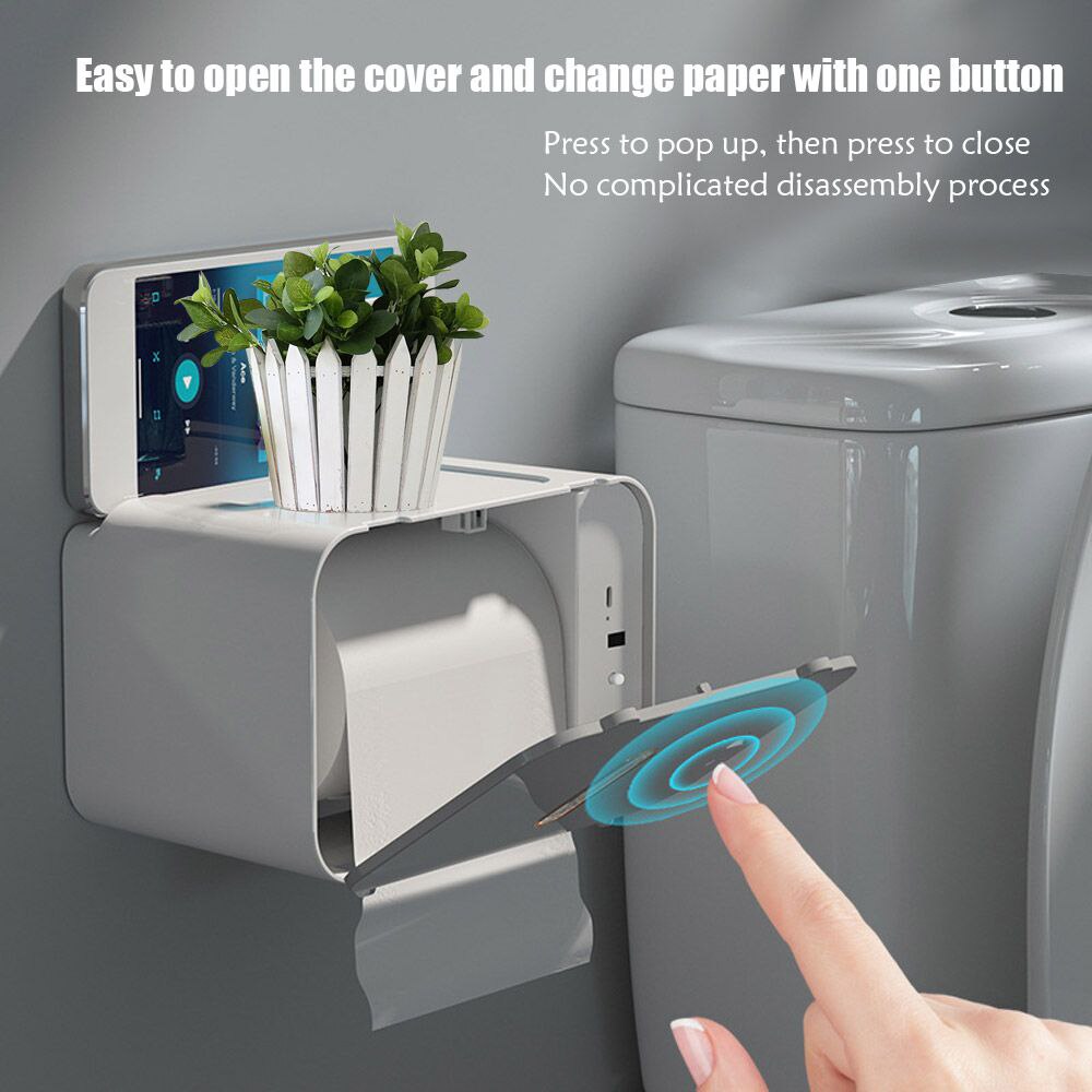 Induction Toilet Paper Holder Shelf Automatic Waterproof Paper Rack Wall Mounted Toilet Dispenser Bathroom Accessories
