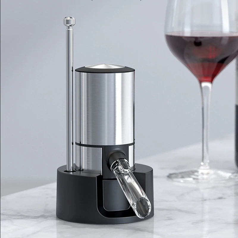 2022 New Upmarket Air Pressure Electr Wine Aerat and Dispens Quick Decanter with Storage Base