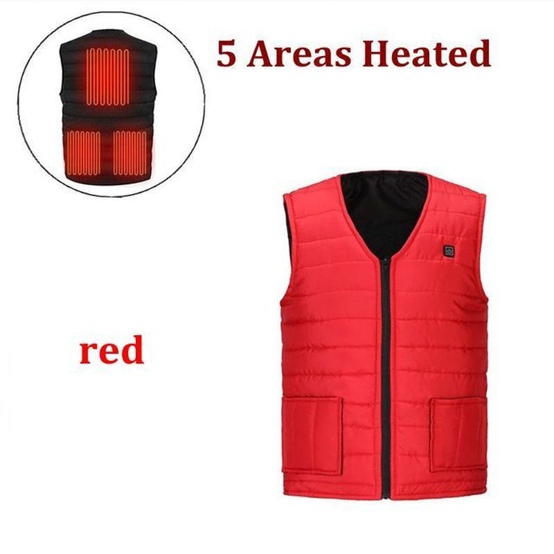 Men Autumn Winter Smart Heating Cotton Vest 9 Area Heated V Neck Vest Women Outdoor Flexible Thermal Winter Warm Jacket M-7XL