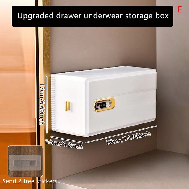 Wardrobe Wall Mounted Panties Socks Storage Drawer No Pouch Sticky Bras Ties Underwear Organizer Sorting Drawer Storage Box