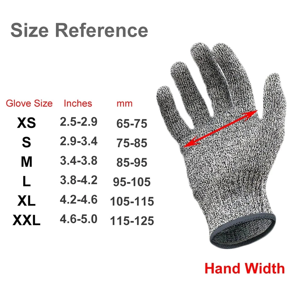 Anti Cut Proof Gloves 1Pair Grey Black HPPE EN388 ANSI Anti-Cut Level 5 Safety Work Gloves Cut Resistant Gloves