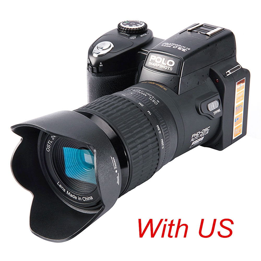 NEW HD Digital Camera POLO D7100 33Million Pixel Auto Focus Professional SLR Video Camera 24X Optical Zoom Three Lens
