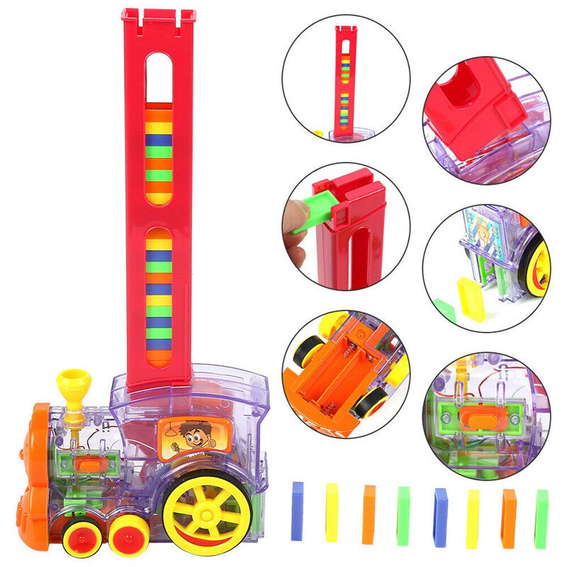 Electric Automatic Laying Domino Brick Train Building Blocks Rocket Toys