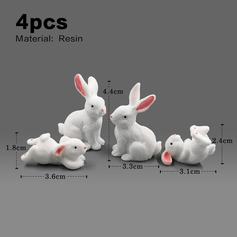 Christmas White Rabbit Easter Figurine Micro Landscape Home Decor Miniature Fairy