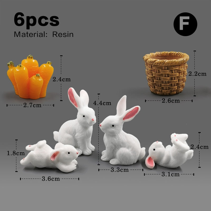 Christmas White Rabbit Easter Figurine Micro Landscape Home Decor Miniature Fairy