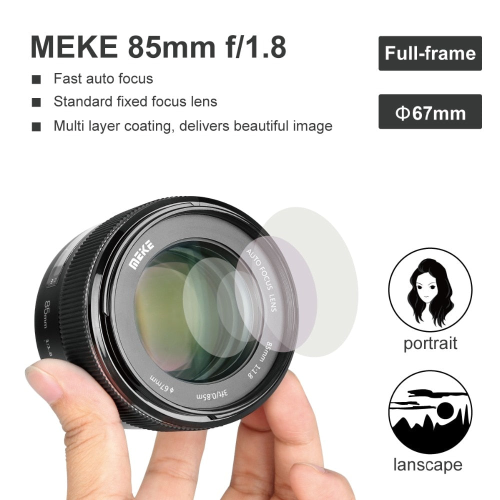 Meike 85mm F/1.8 Full Frame Auto Focus Portrait Prime Lens for Canon EOS EF Mount Digital Cameras