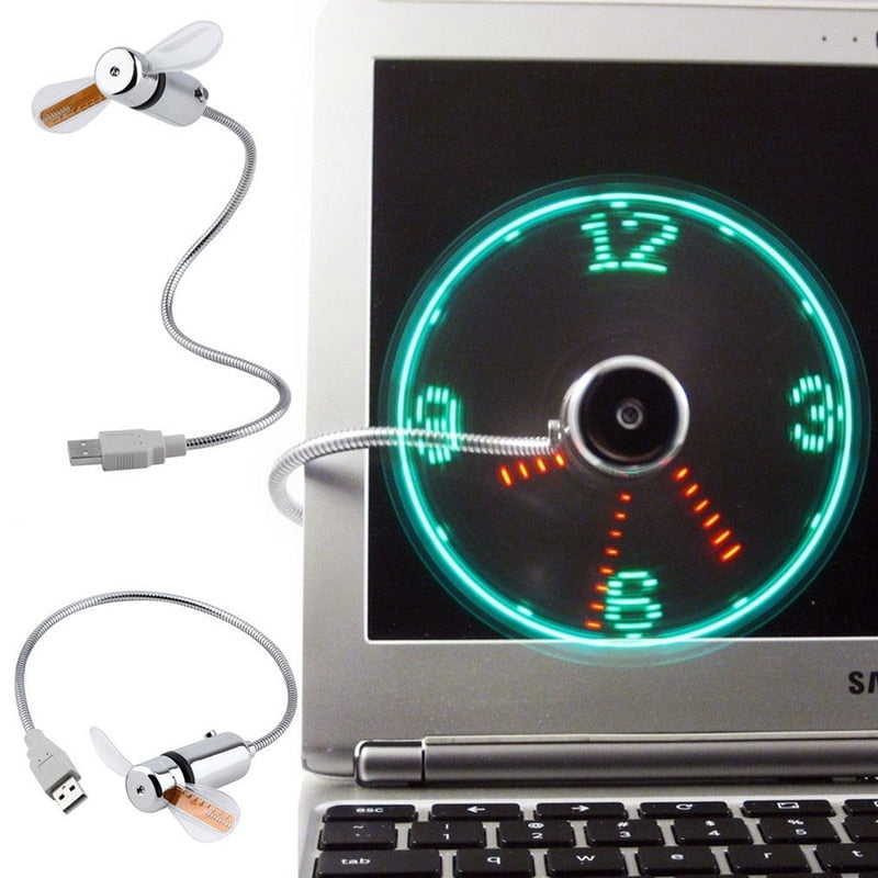 USB Fan with LED Clock