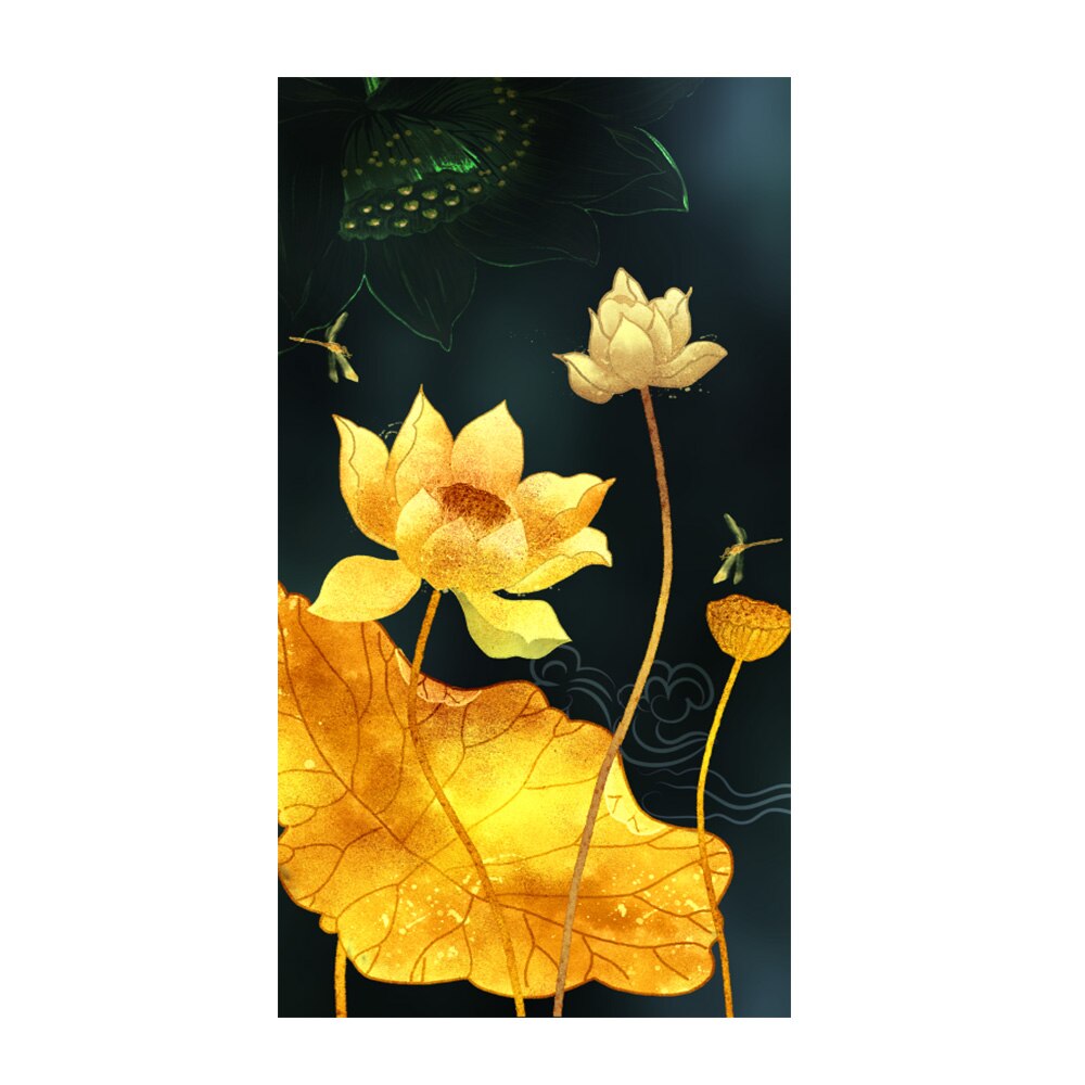 Modern Art Elegant Lotus Canvas Painting Wall Art Pictures for Living Room Home Decor (No Frame)