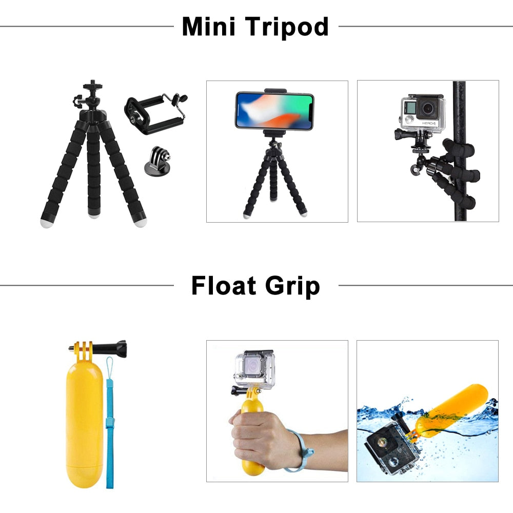 ORBMART for GoPro Accessories Set for Go Pro Hero 10 9 8 7 6 5 4 Black Mount for Yi 4k Mijia Case for Sjcam Action Camera
