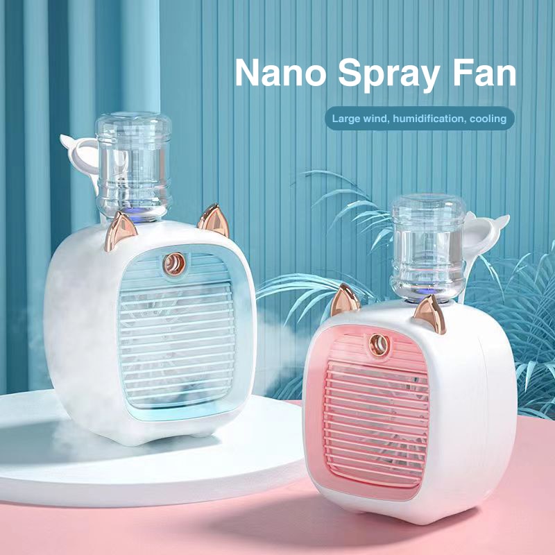 Portable Air Conditioner USB Mini Air Cooler Fan Water Cooling Fan with 3 Speed 2 Modes Spray Humidifier Purifier for Car Home