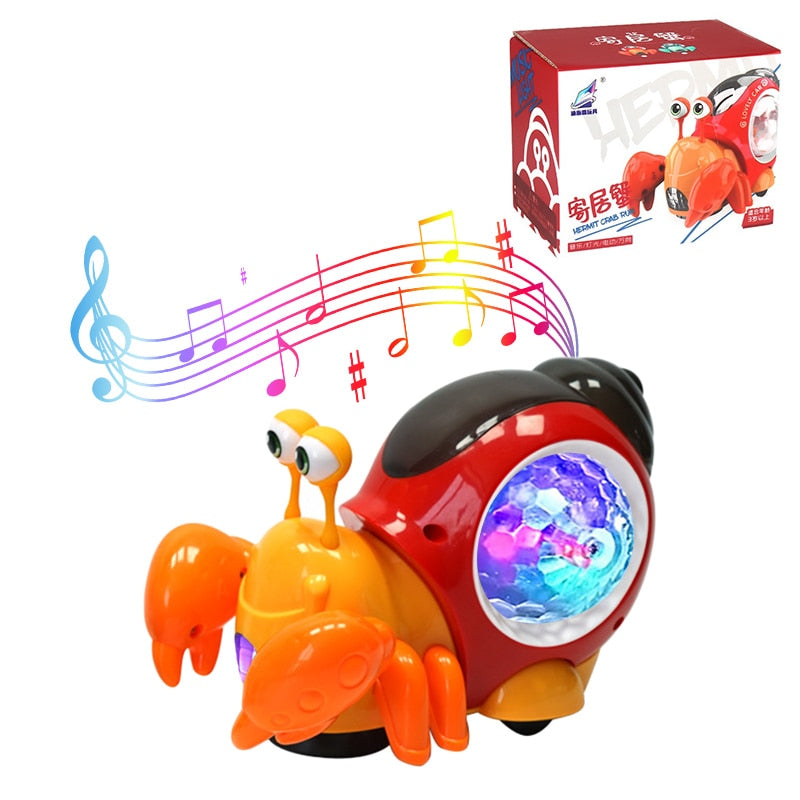 Cute Sensing Crawling Crab Baby Toys Interactive Walking Dancing with Music Automatically Avoid Obstacles Toys for Kids Toddler