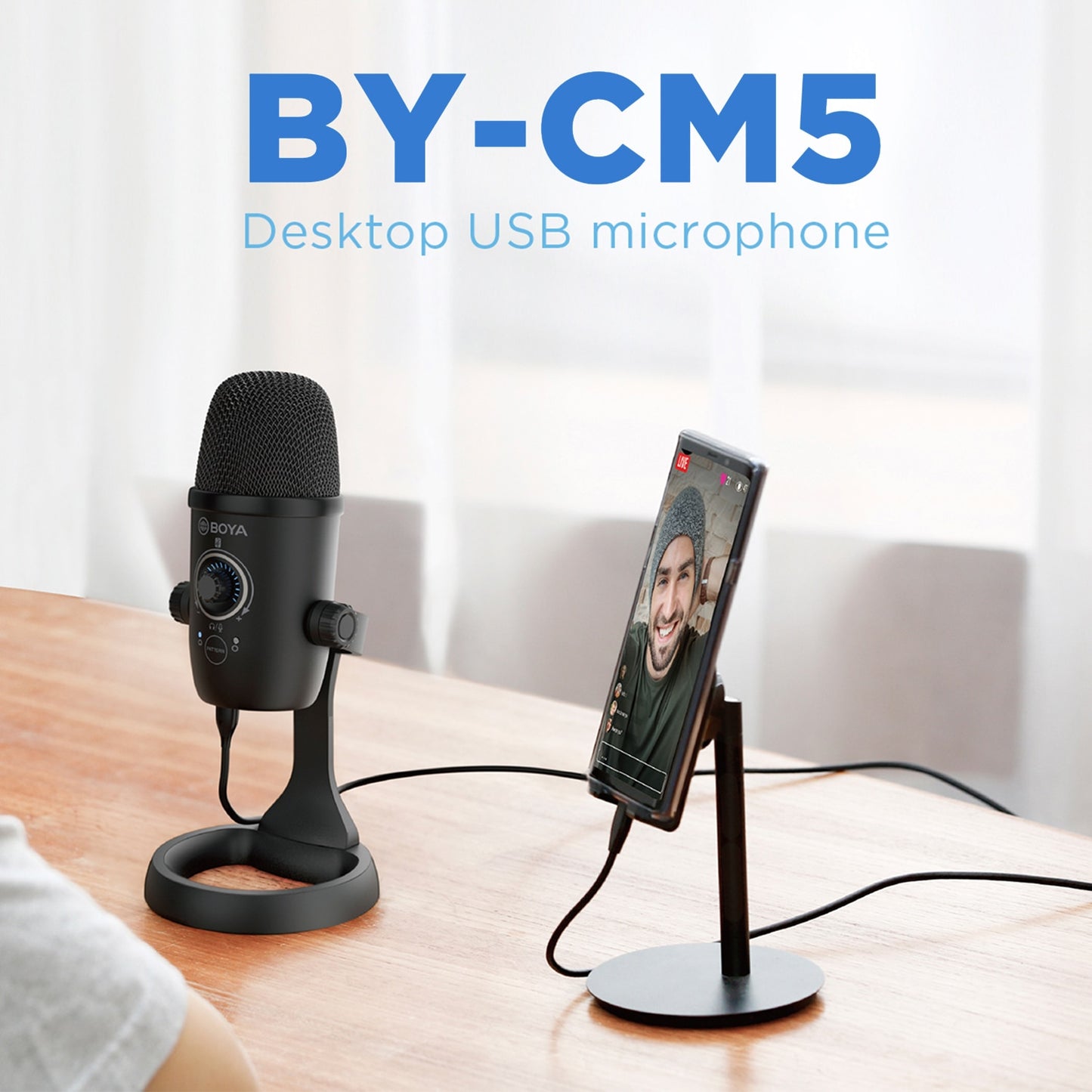 BOYA BY-CM5 Professional Condenser Desktop USB Microphone Mic for PC Smartphone Mobile YouTube Recording Podcast Studio Blogger