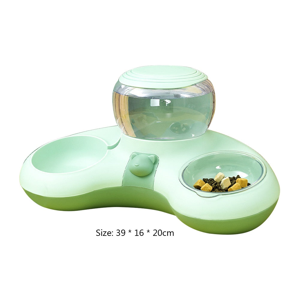 Cats Bowl Automatic Feeder Dogs Food Bowl With Water Fountain