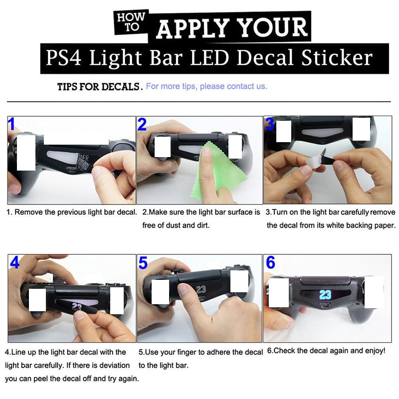 LED Light Bar Skin Stickers for PS4 Video Gamepad