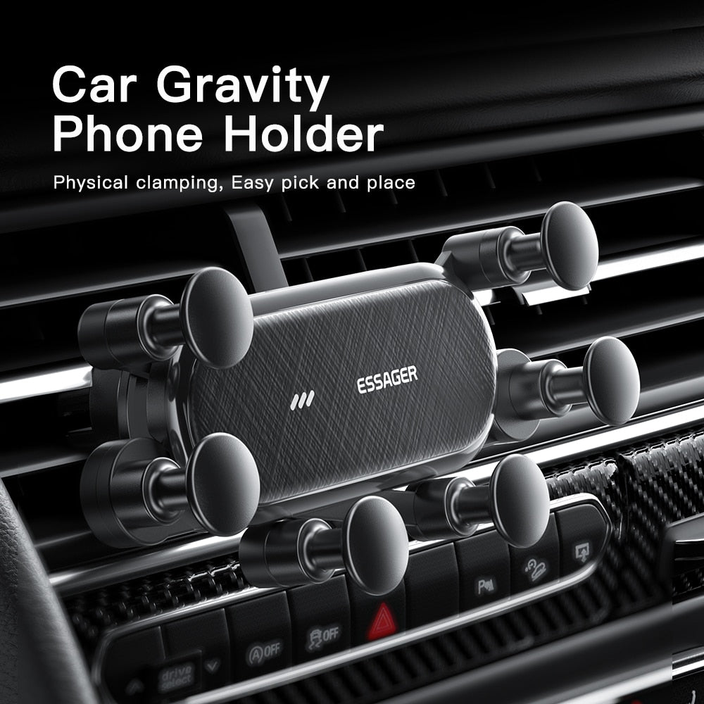 Essager Six Points Gravity Car Phone Holder Air Vent Clip GPS Mount Stand For iPhone 14 Samsung Xiaomi Smartphone Holder Support