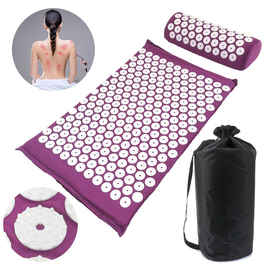 Massager Cushion Massage Yoga Mat Acupressure Relieve Pain Stress Back Body Pain Spike Mat Acupuncture Mat and Pillow Set