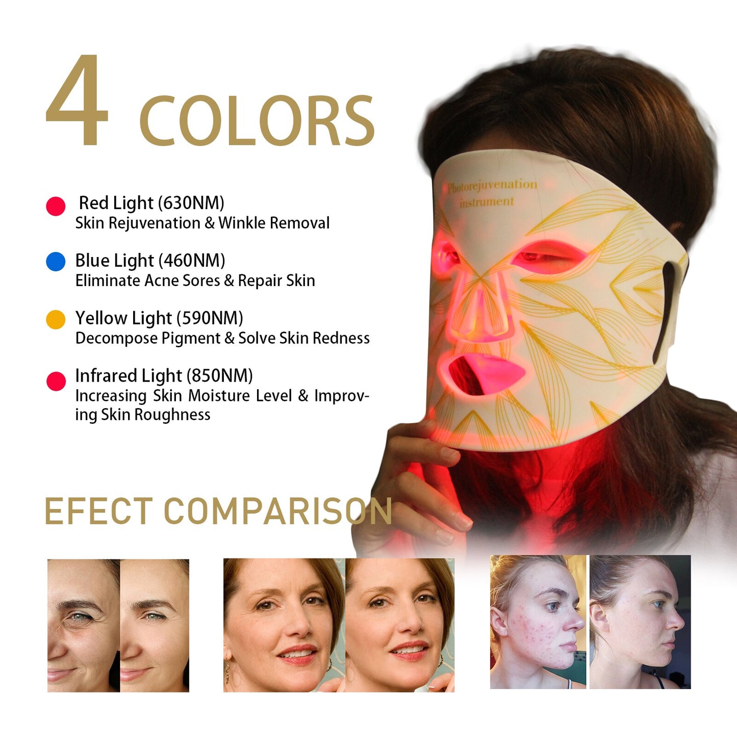 Led Photon Light Face Beauty Machines Home Use facial led mask