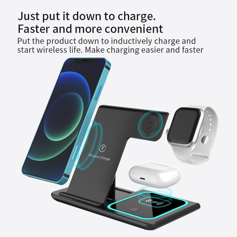 3 in 1 Wireless Charger Station For iPhone Apple Watch and Airpods