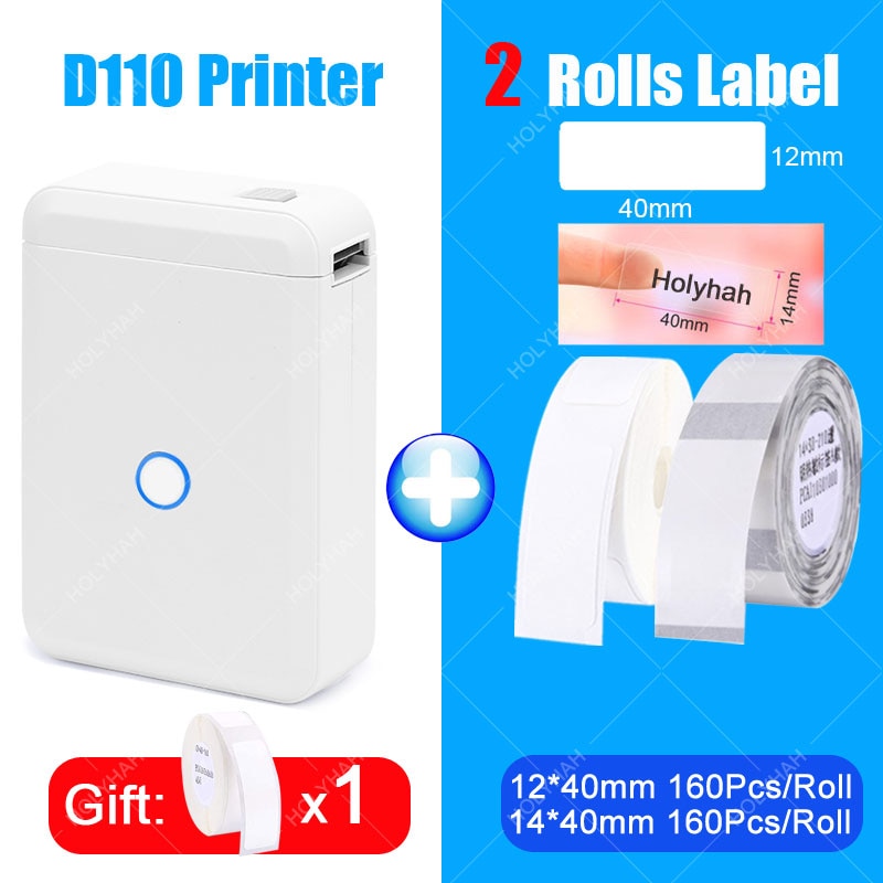 NiiMbot D110 Portable Label Maker Wireless Bluetooth Label Printer for Android iPhone Phone Office Home Name Tag Tape Sticker