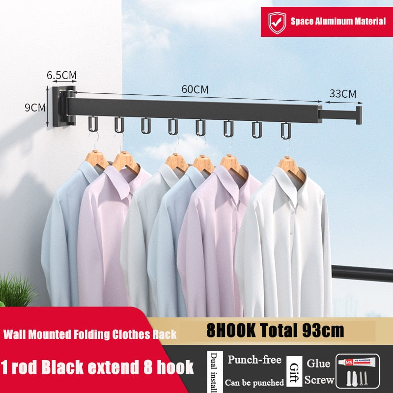 Folding Wall Mount Retractable Cloth Drying Hanger