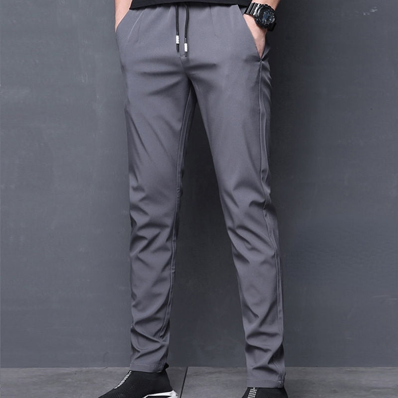 New Ice Silk Pants Men's Loose Straight Casual Men's Summer Thin Quick-drying Trousers Elastic Men's Sports Pants