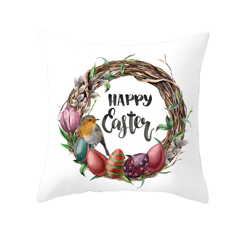 Spring Easter Cushion Covers 45*45 Easter Pillowcase Easter Bunny Egg Pillow Cover Sofa Easter Decorations