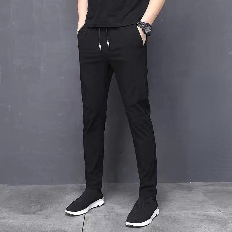 New Ice Silk Pants Men's Loose Straight Casual Men's Summer Thin Quick-drying Trousers Elastic Men's Sports Pants