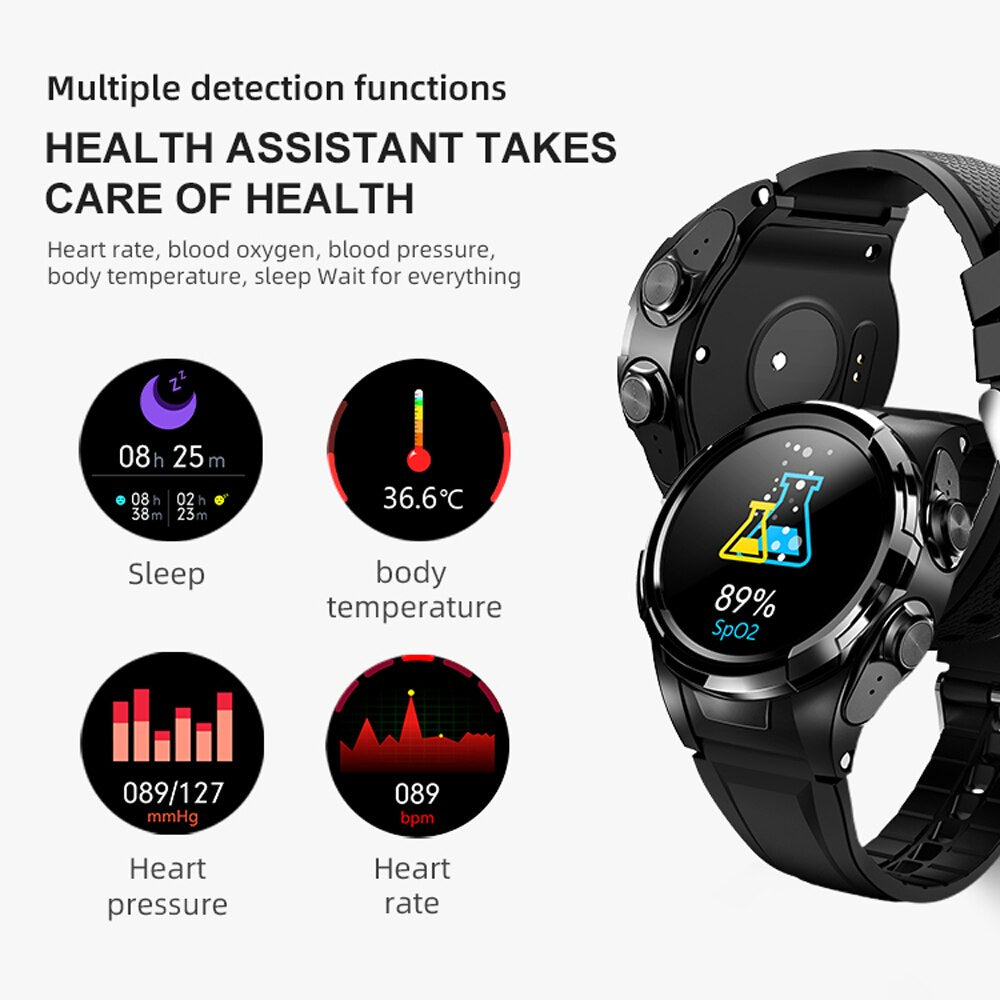 Smart Watch with TWS Bluetooth Earphone 2In1 Heart Rate Blood Pressure Monitor