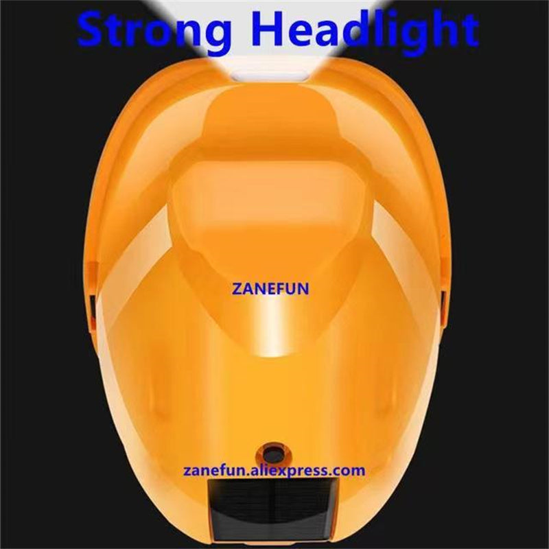 Solar Fan Saftey Helmet With Bluetooth FM Radio Air Condition LED Light