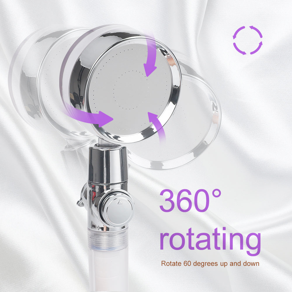 High Pressure Water Saving Shower Head 360 Degrees Rotating Spray